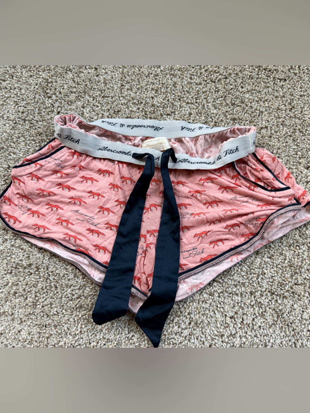 Vintage Abercrombie & Fitch Pink Fox-Print Sleep Shorts Sexy